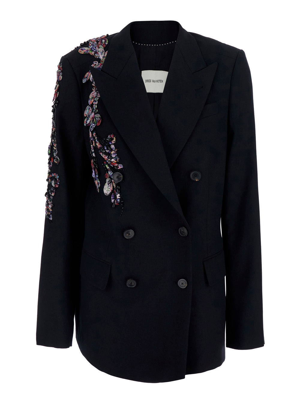 Dries Van Noten Women Barrysta Emb Jackets With Collar And Long Sleeves In Black Wool Men DRIES VAN NOTEN