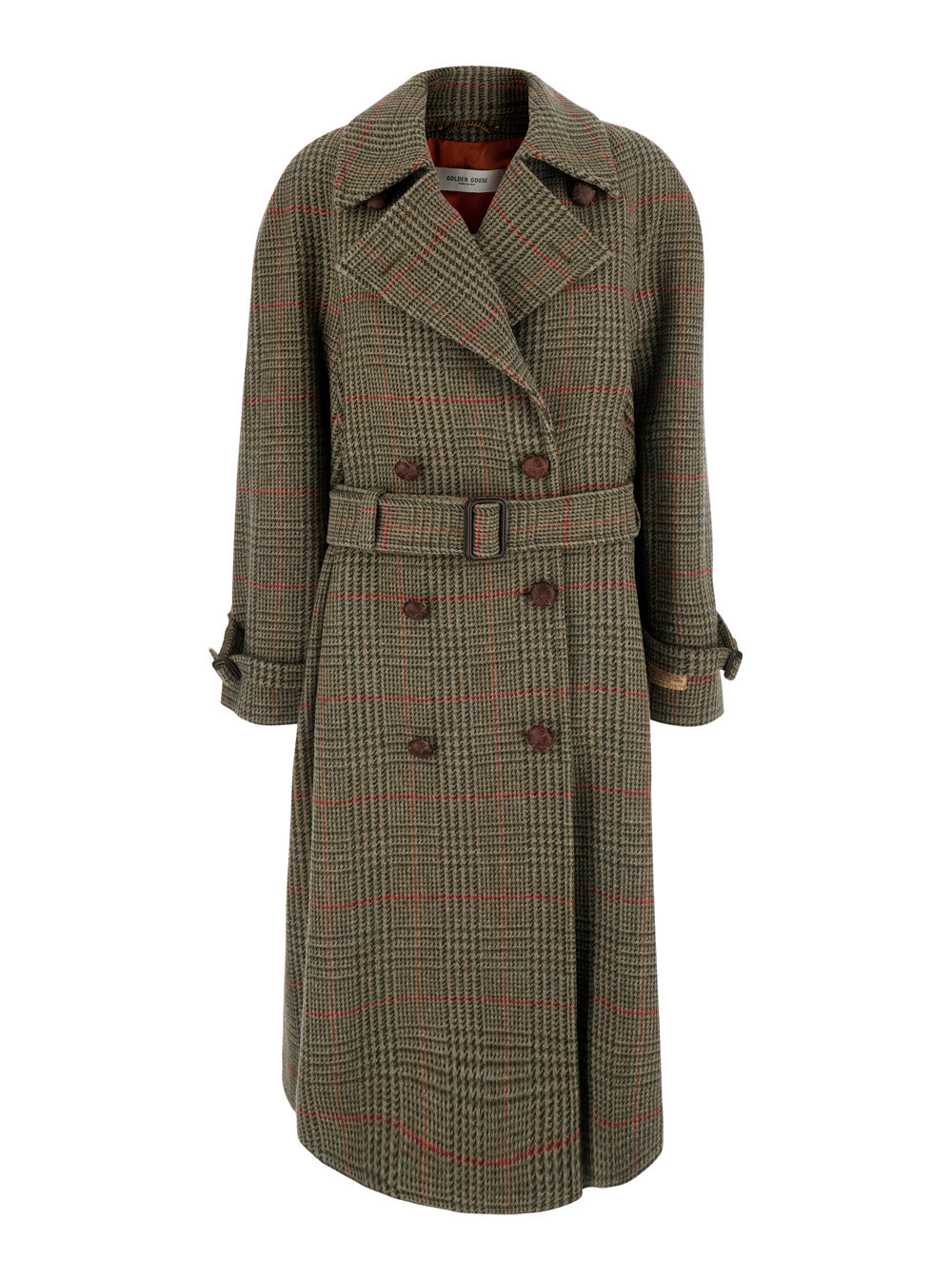 Golden Goose Women Journey W's Trench Coat With Prince Of Wales Window And Brown Wool Women's GOLDEN GOOSE