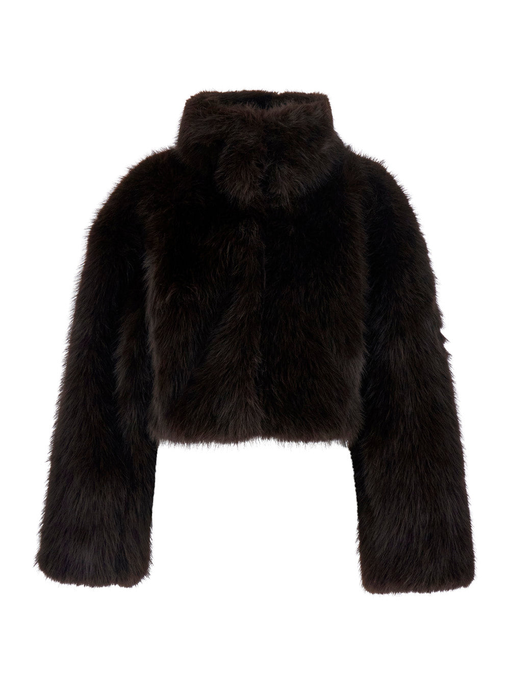 Rotate Women Faux Fur Cropped Jacket With Synthetic Fur And Brown Polyester Material For Women ROTATE