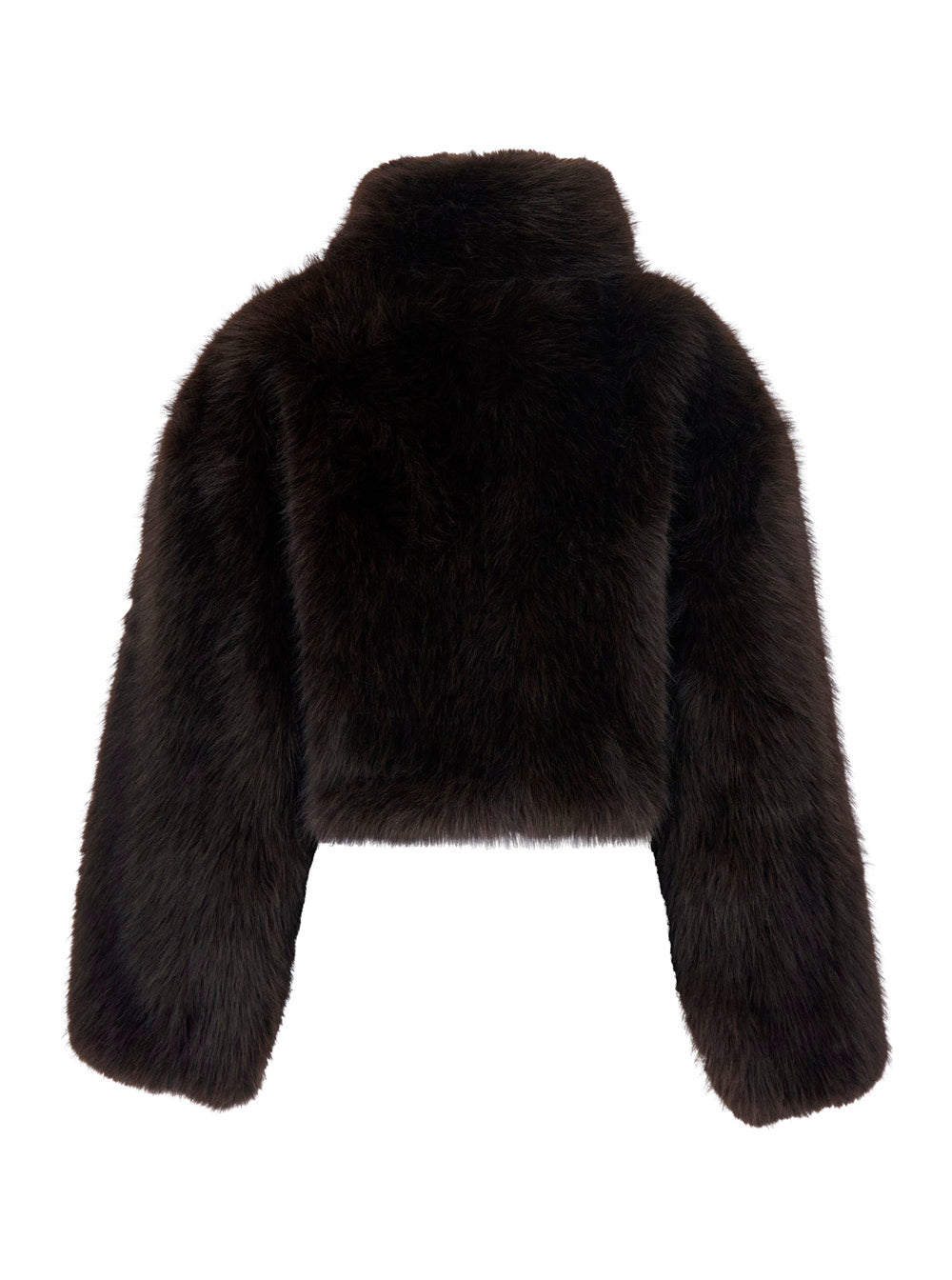 Rotate Women Faux Fur Cropped Jacket With Synthetic Fur And Brown Polyester Material For Women ROTATE