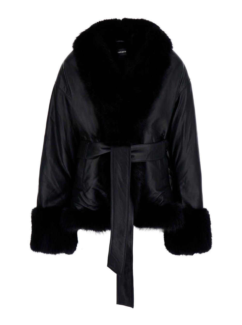 Rotate Women Jacket In Black Lamb Leather With Collar And Long Sleeves For Women ROTATE