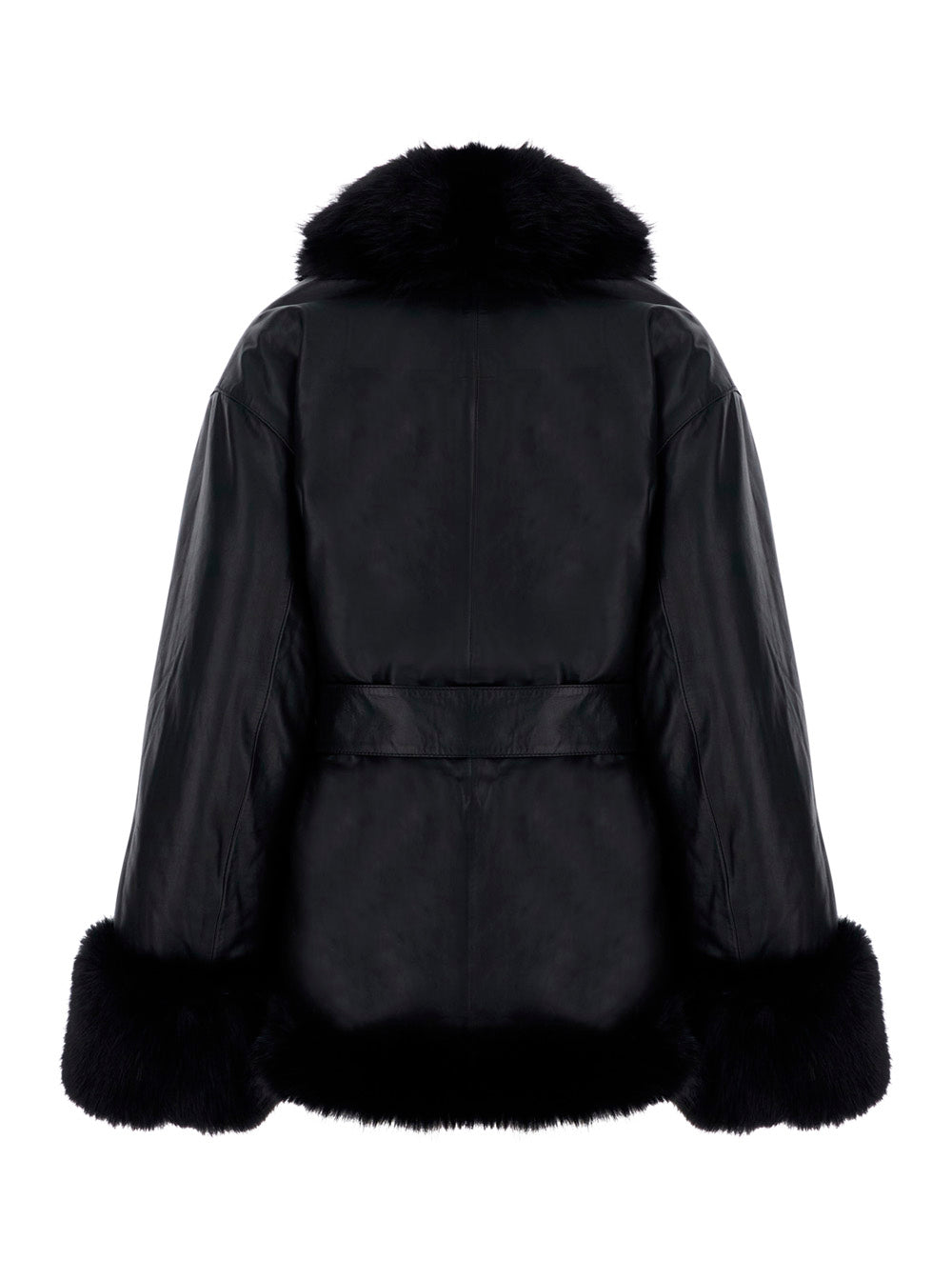 Rotate Women Jacket In Black Lamb Leather With Collar And Long Sleeves For Women ROTATE