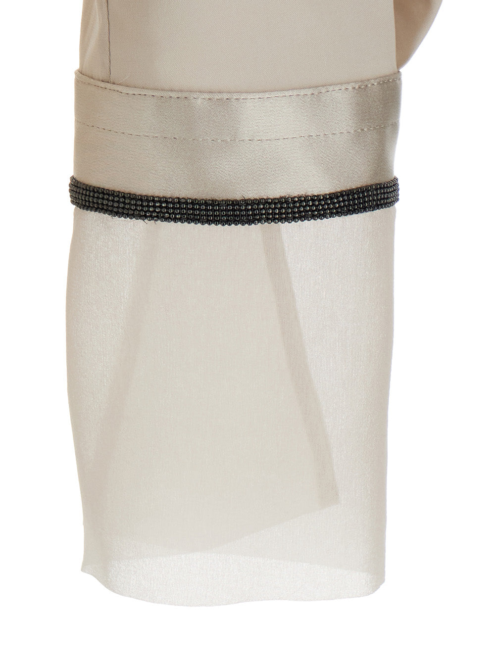 Brunello Cucinelli Women Beige Shirt With Monili Decorations On The Cuffs In Cotton Poplin Women BRUNELLO CUCINELLI
