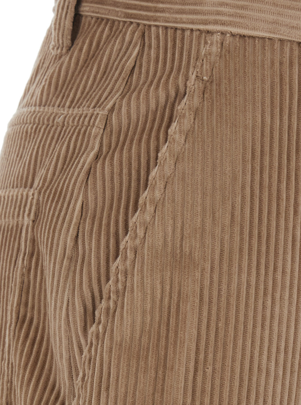 Brunello Cucinelli Women Brown Wide-Leg Trousers With Monile On The Belt Loop In Corduroy Women BRUNELLO CUCINELLI