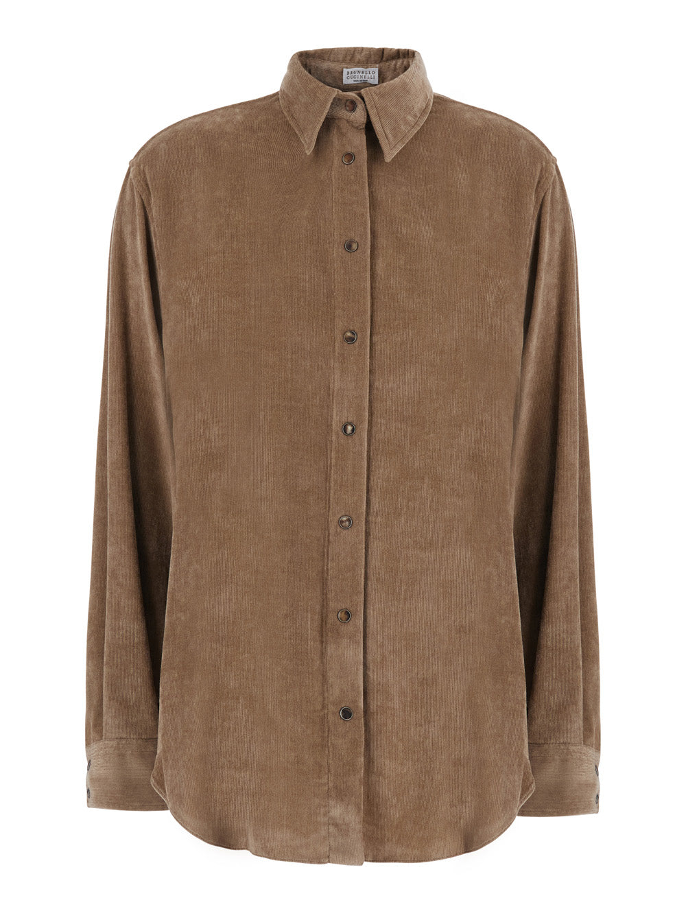 Brunello Cucinelli Women Beige Shirt With Classic Collar In Corduroy For Women BRUNELLO CUCINELLI