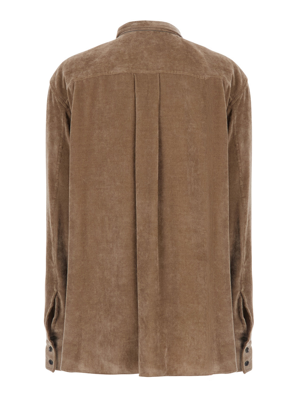 Brunello Cucinelli Women Beige Shirt With Classic Collar In Corduroy For Women BRUNELLO CUCINELLI