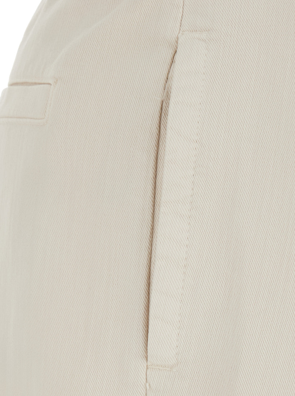 Brunello Cucinelli Women Beige Pants With Front Pleats And Monile At The Back In Cotton Blend For Women BRUNELLO CUCINELLI