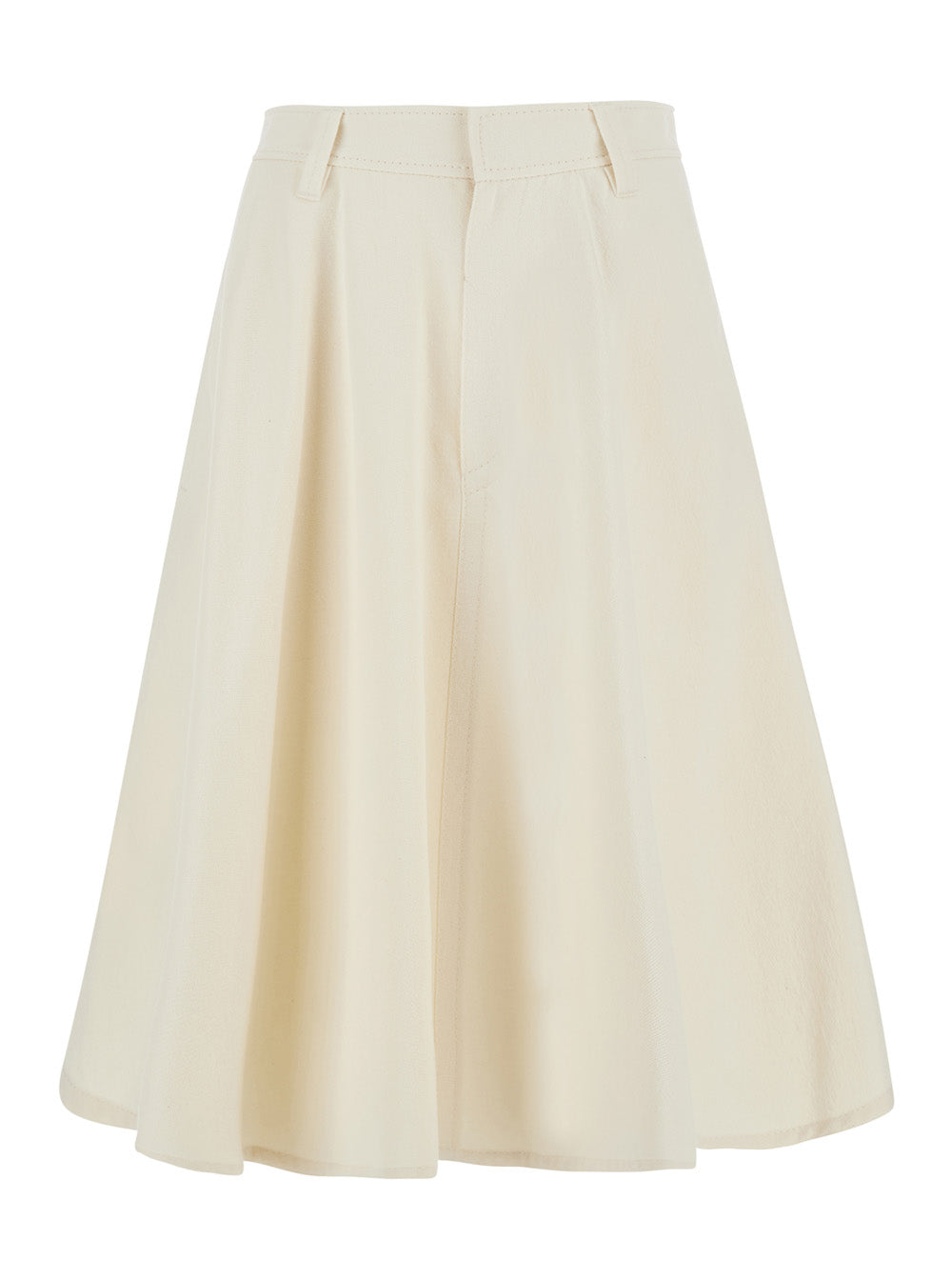 Brunello Cucinelli Women White Flared Skirt With Monile Detail On The Back In Cotton Blend For Women BRUNELLO CUCINELLI