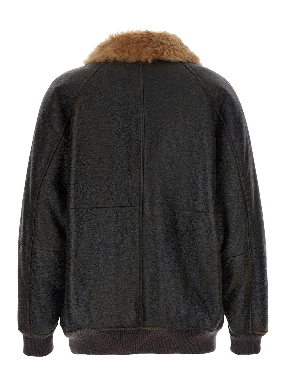 Brunello Cucinelli Women Brown Jacket With Fur Collar And Monil Zipper Pull In Leather For Women BRUNELLO CUCINELLI