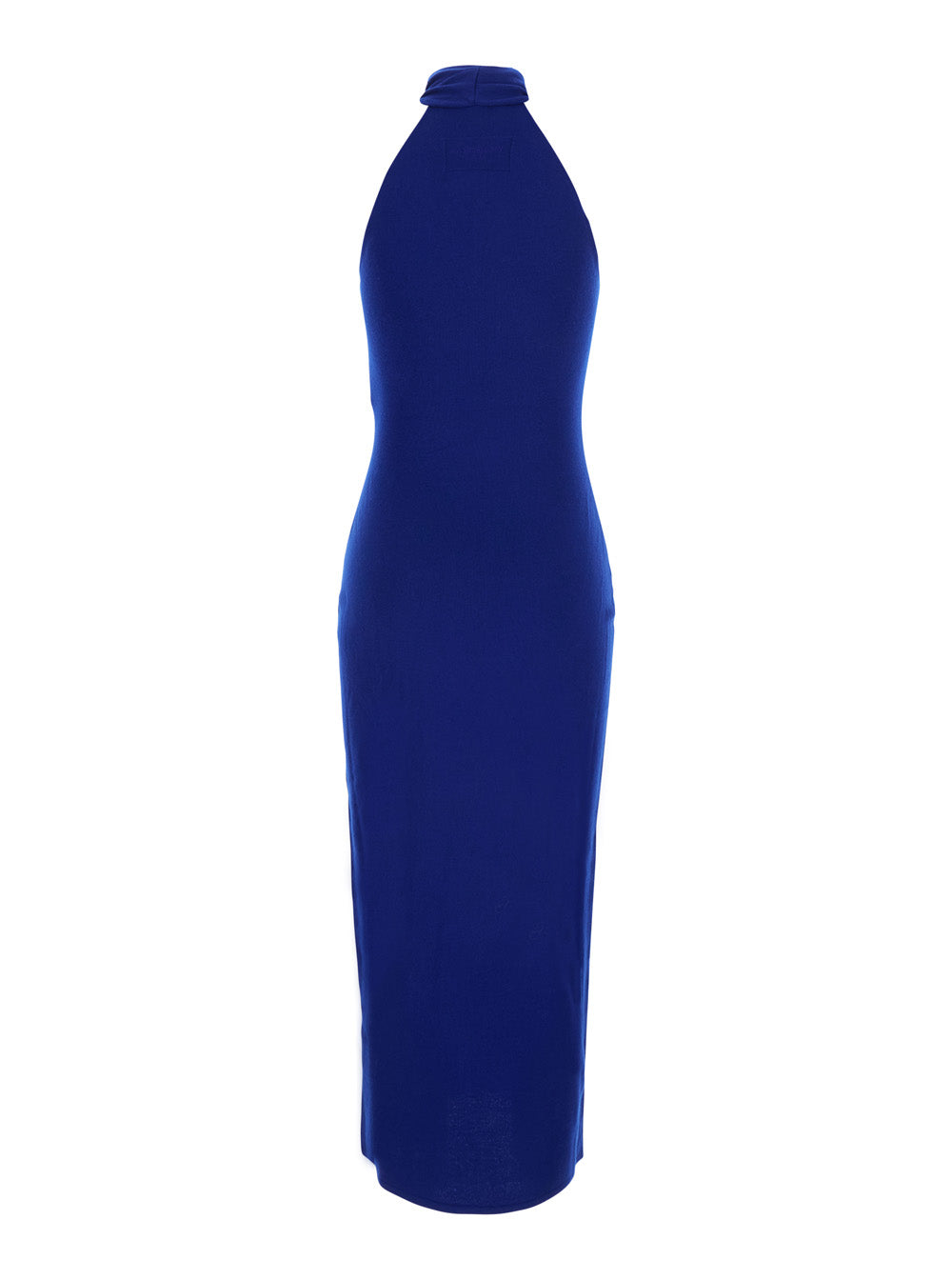 Givenchy Women Blue Sleeveless Long Dress With High Neck And Draped Details In Wool For Women GIVENCHY