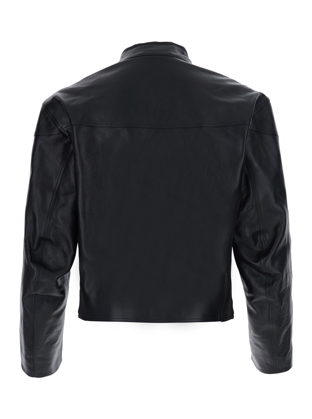Gucci Men Black Jacket With High Collar And Web Stripe On The Sleeves In Leather For Men GUCCI