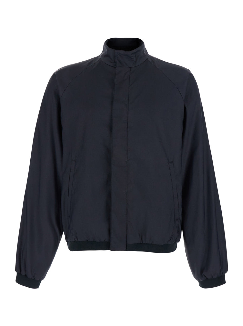 Gucci Men Black Jacket With High Collar And Hidden Web Stripe On The Closure In Tech Fabric Men GUCCI