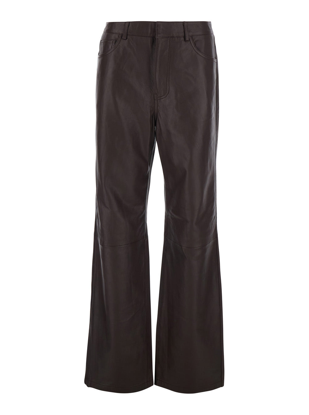 Rotate Women Brown Pants With Hidden Front Closure In Leather For Women ROTATE