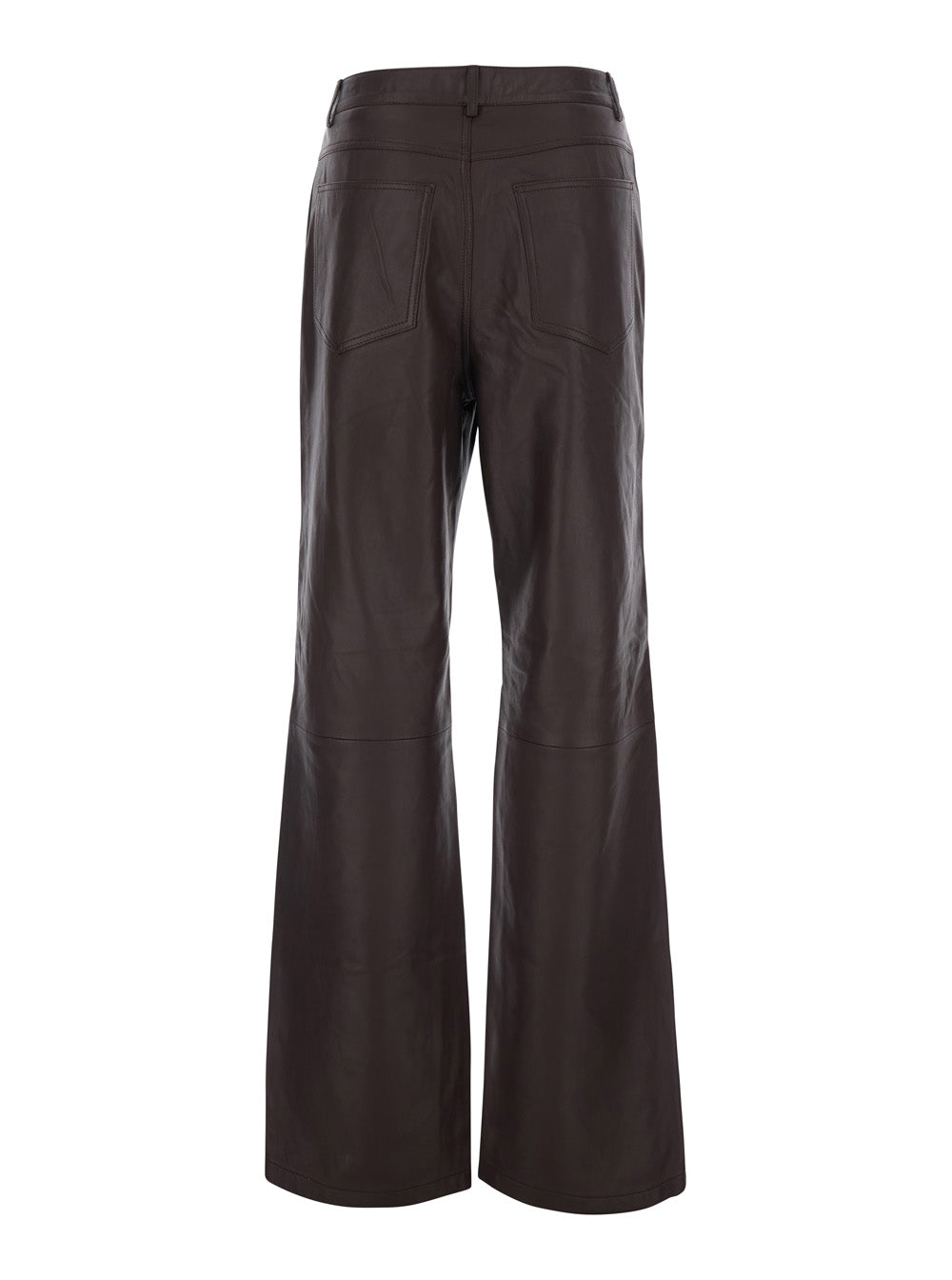 Rotate Women Brown Pants With Hidden Front Closure In Leather For Women ROTATE