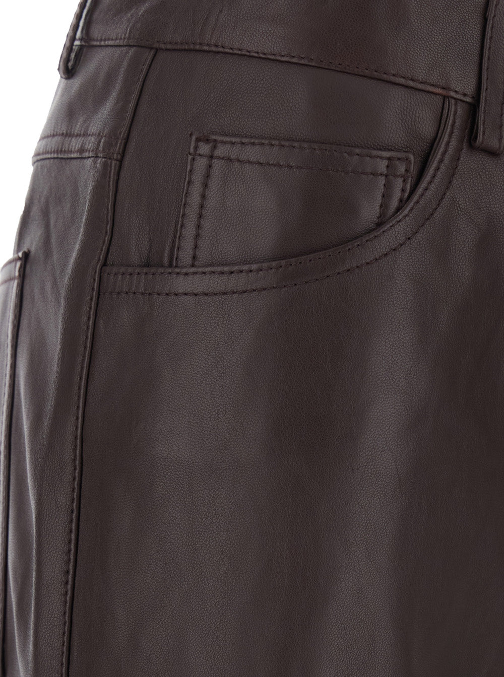 Rotate Women Brown Pants With Hidden Front Closure In Leather For Women ROTATE