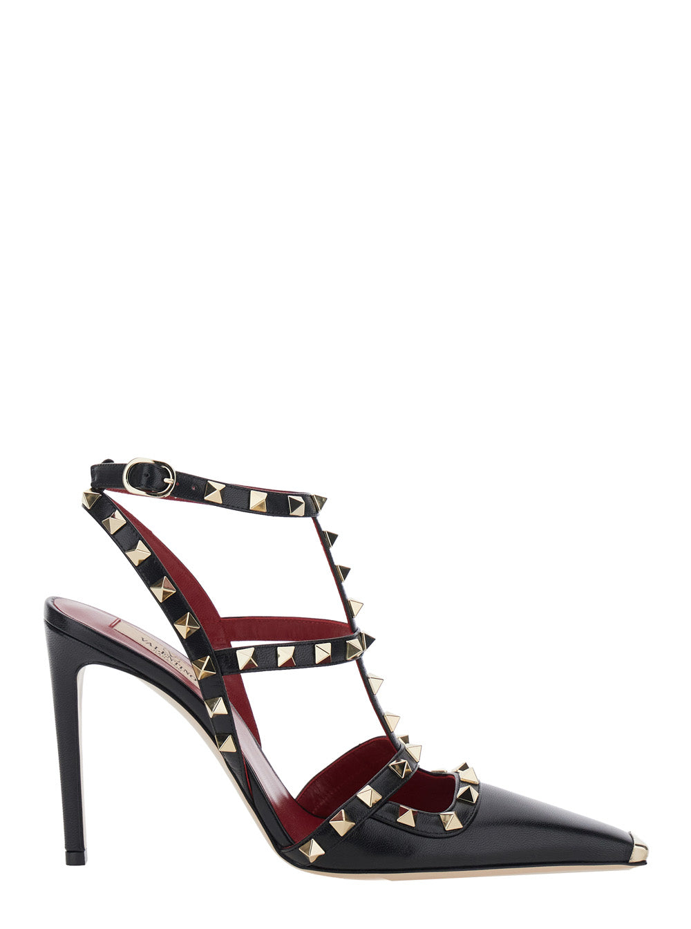 Valentino Garavani Women Ankle Strap | Rockstud | T. 100 | Capretto/Platinum Studs/Platinum Tip VALENTINO GARAVANI