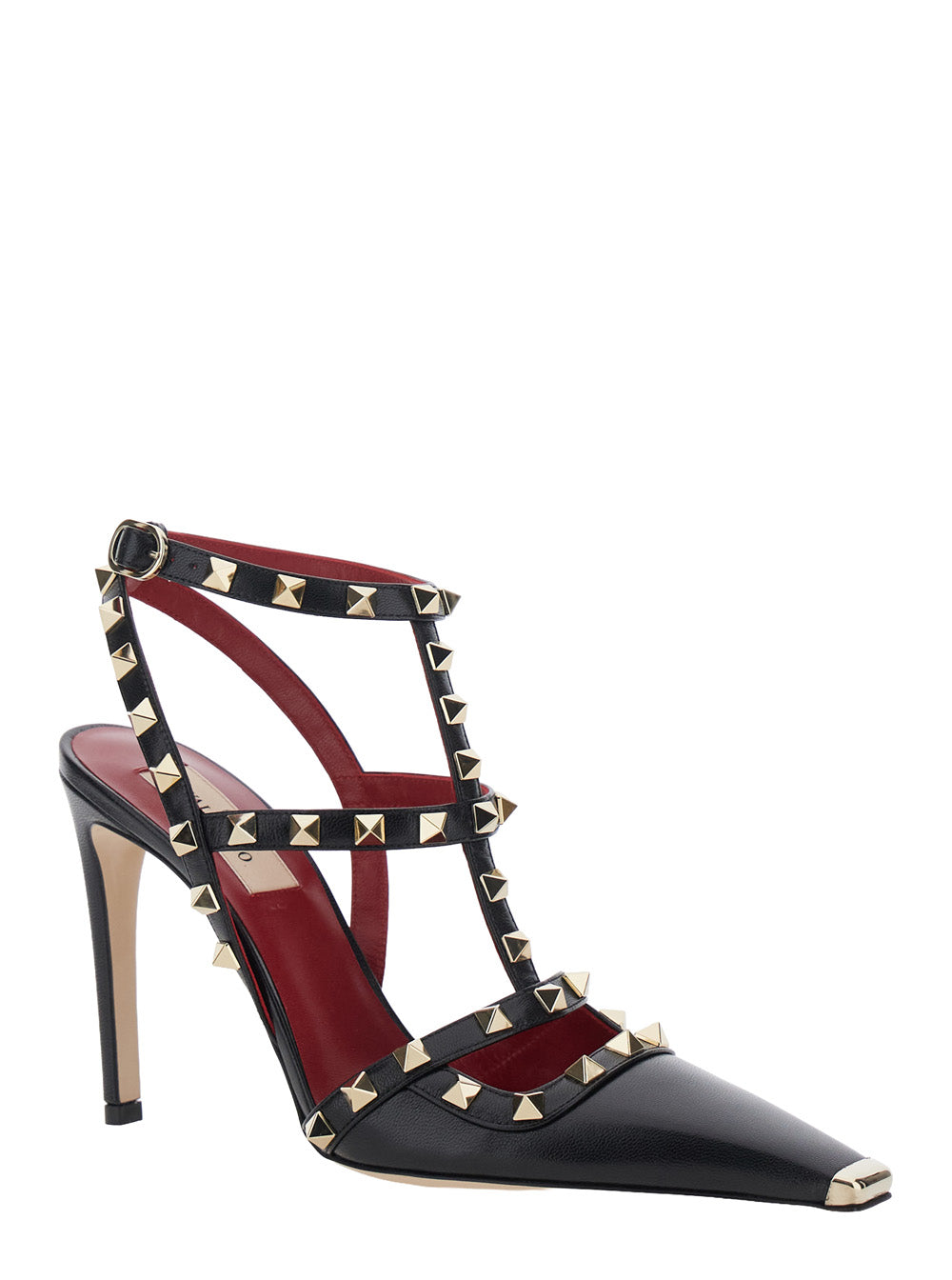 Valentino Garavani Women Ankle Strap | Rockstud | T. 100 | Capretto/Platinum Studs/Platinum Tip VALENTINO GARAVANI