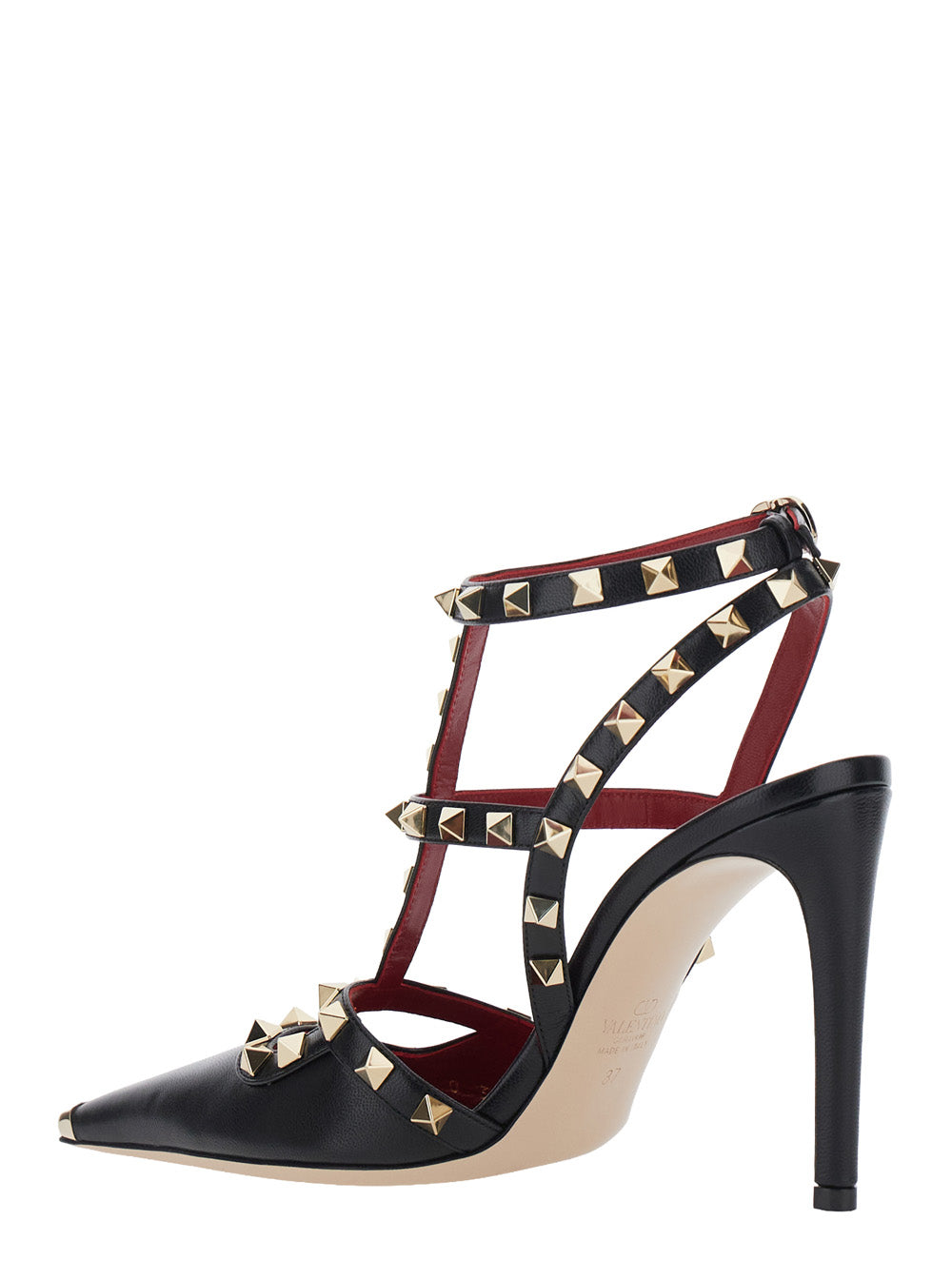 Valentino Garavani Women Ankle Strap | Rockstud | T. 100 | Capretto/Platinum Studs/Platinum Tip VALENTINO GARAVANI