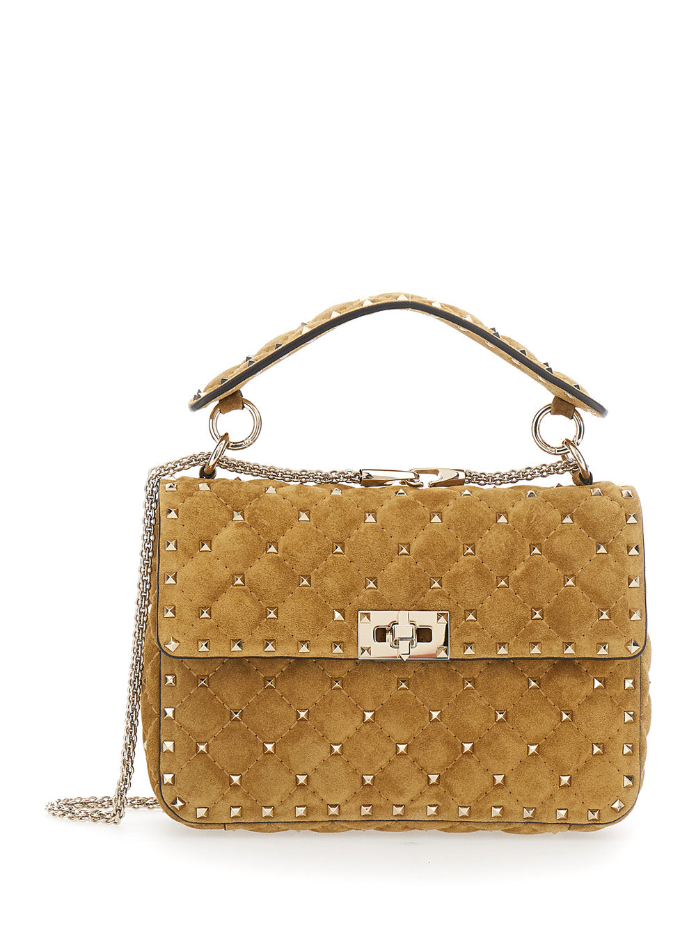 Valentino Garavani Women Medium Shoulder Bag | Rockstud Spike | Suede S./Platinum Studs VALENTINO GARAVANI