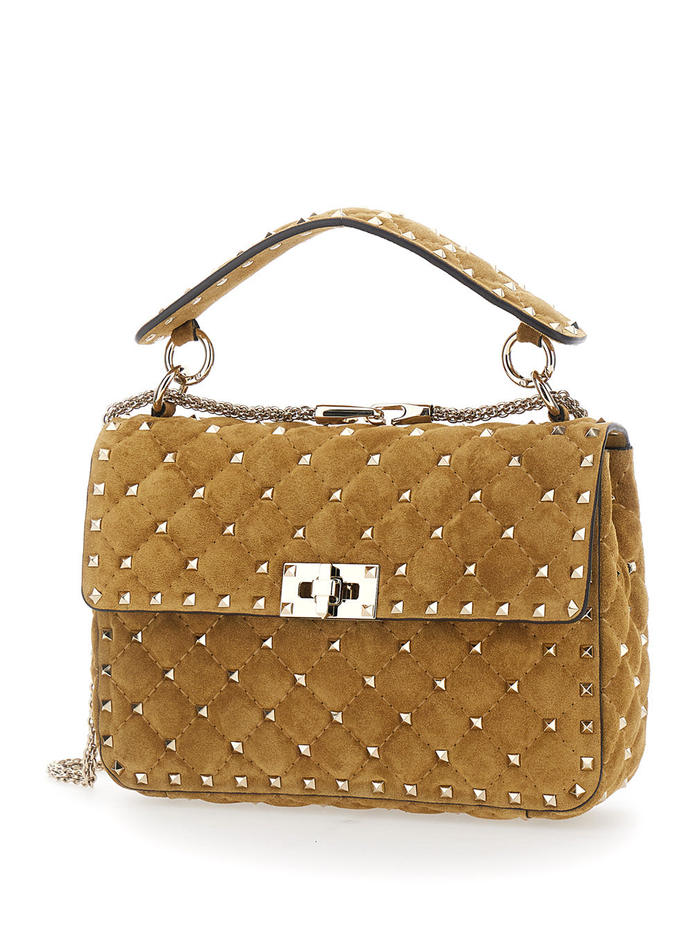 Valentino Garavani Women Medium Shoulder Bag | Rockstud Spike | Suede S./Platinum Studs VALENTINO GARAVANI