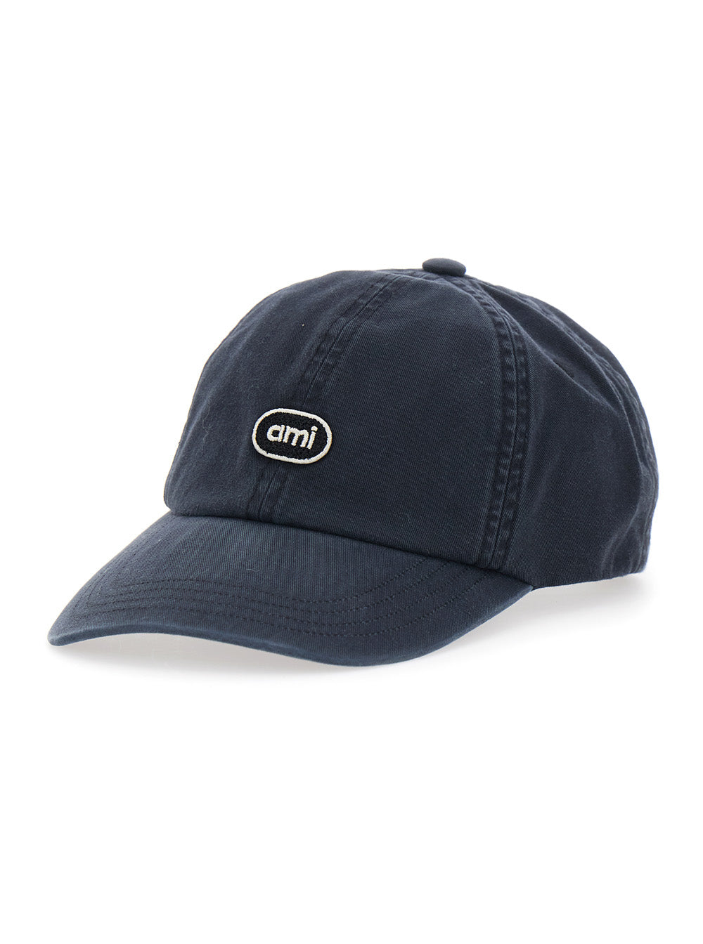 Ami Paris Men Hat With Embroidered Patch And Ami Logo, Tech Fabric, Black, Unisex AMI PARIS