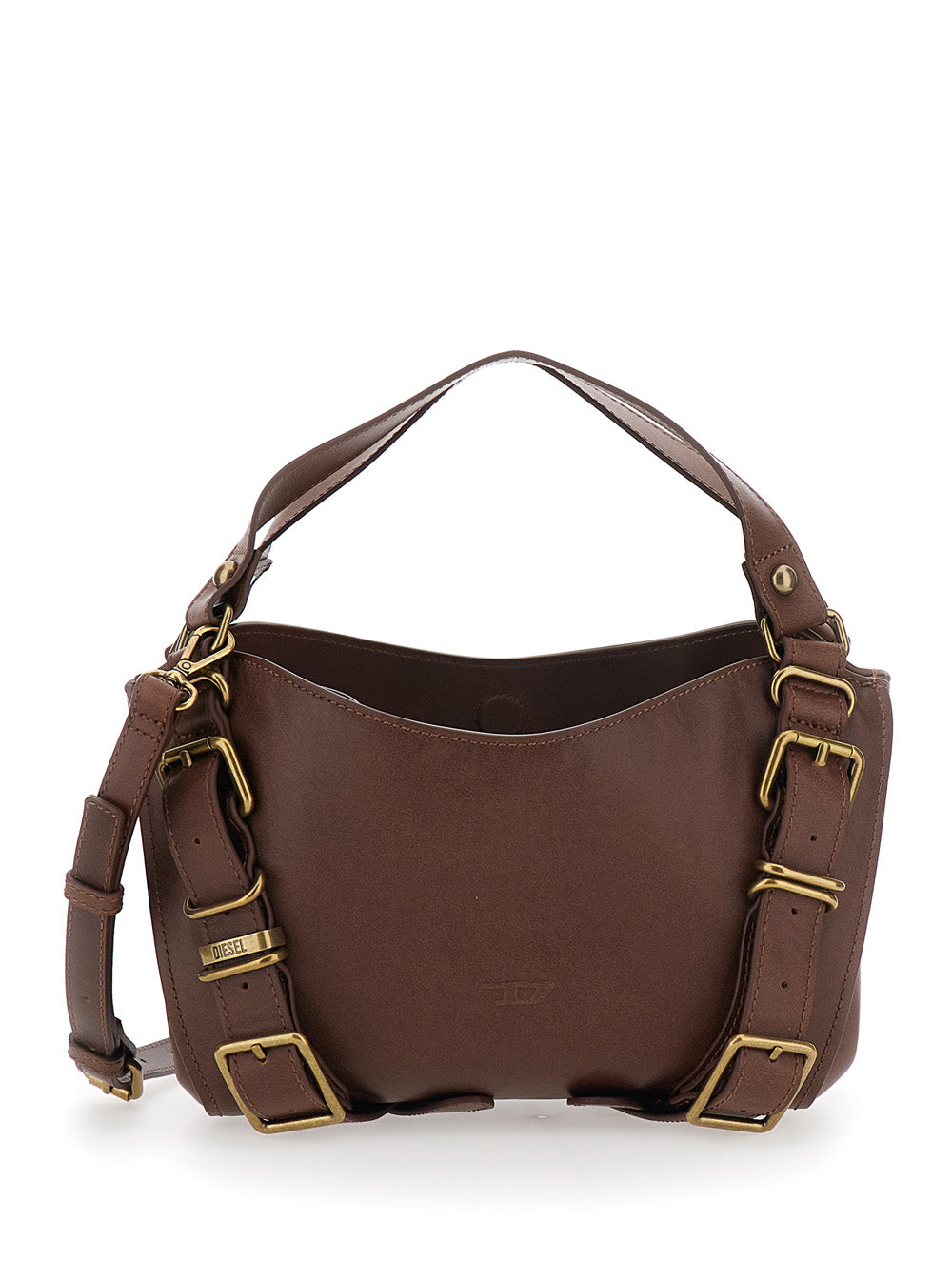 Diesel Women D-One Tophandle Small Bag With Handles And Logo In Brown Unisex DIESEL