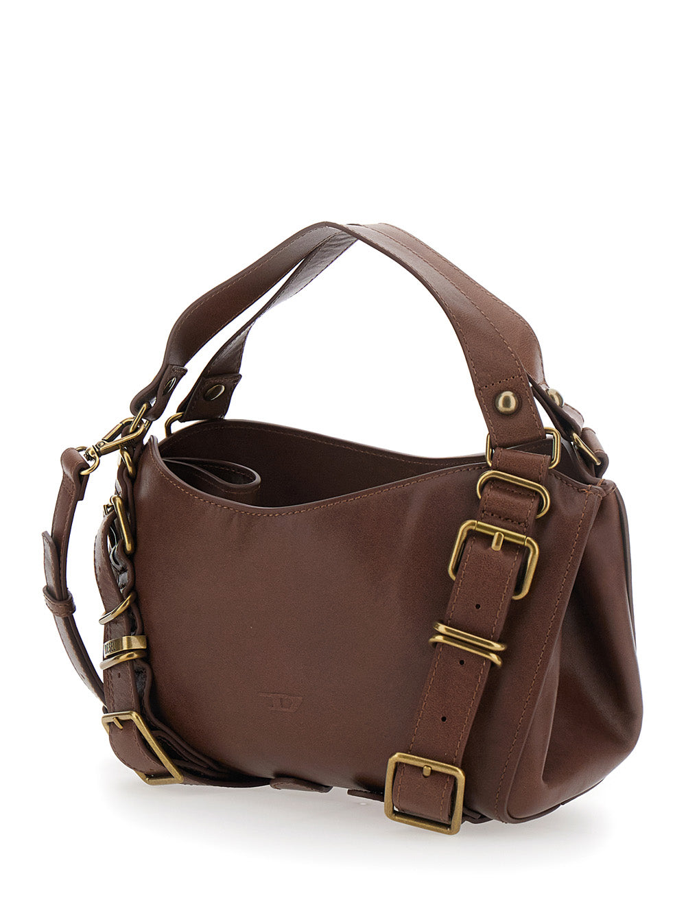 Diesel Women D-One Tophandle Small Bag With Handles And Logo In Brown Unisex DIESEL