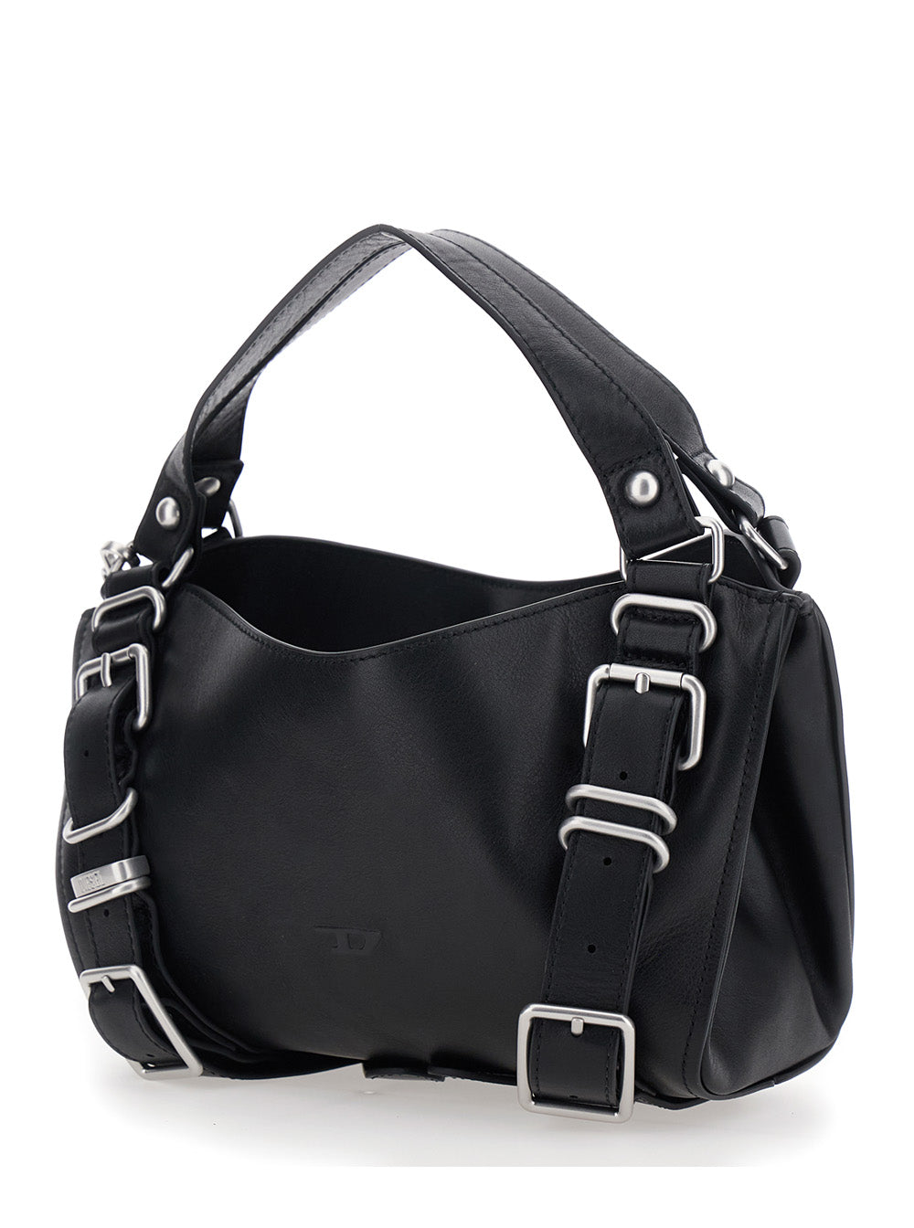 Diesel Women D-One Tophandle Small Bag With Handle And Pockets In Black Nylon Unisex DIESEL