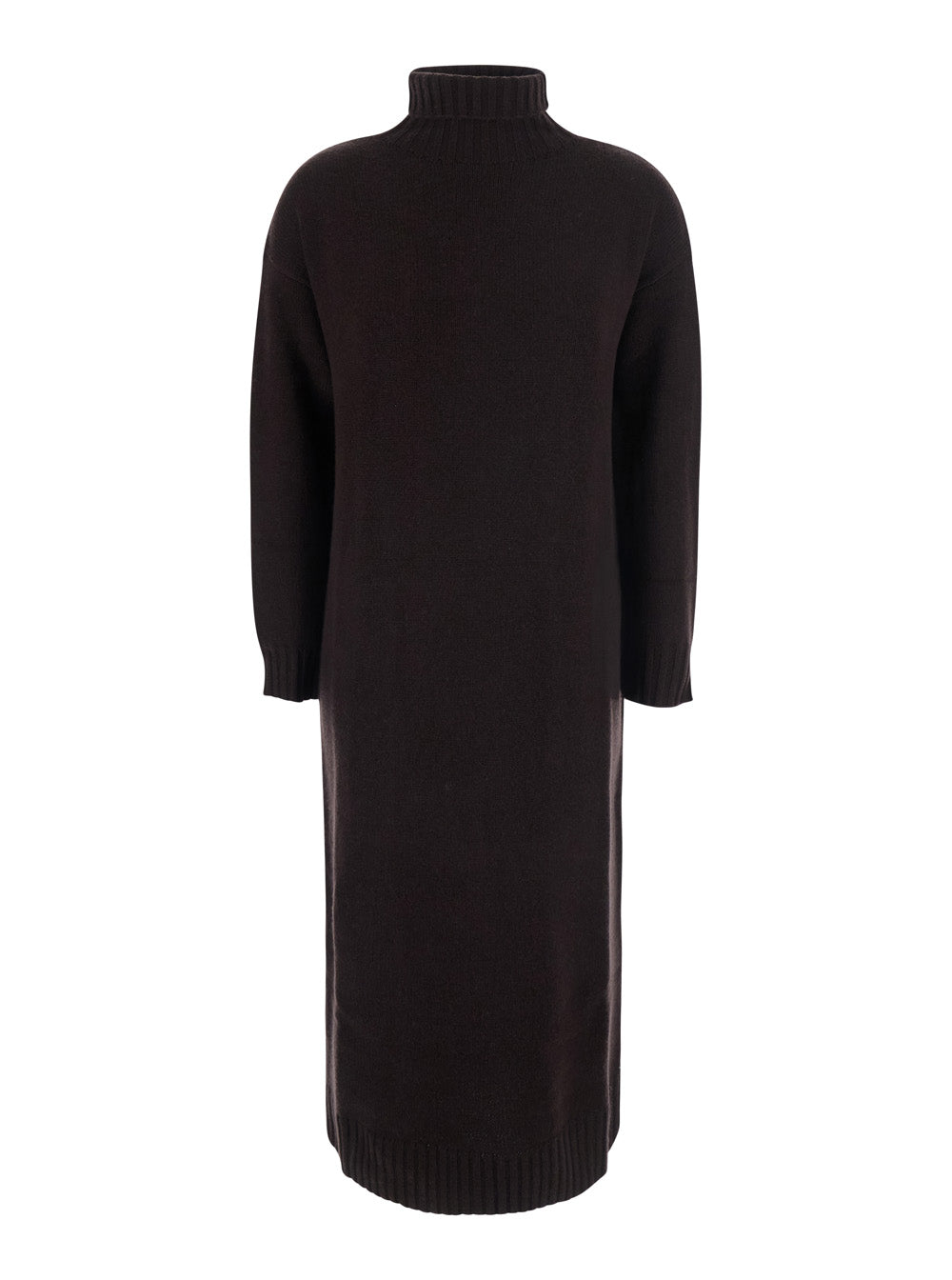 Max Mara Women Dress Fragore With Round Neckline And Long Sleeves In Brown Tech Fabric For Women MAX MARA