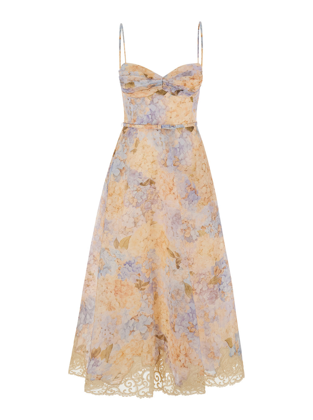 Zimmermann Women Valiant Tucked Midi Dress With Blue Linen And Silk Details For Women ZIMMERMANN
