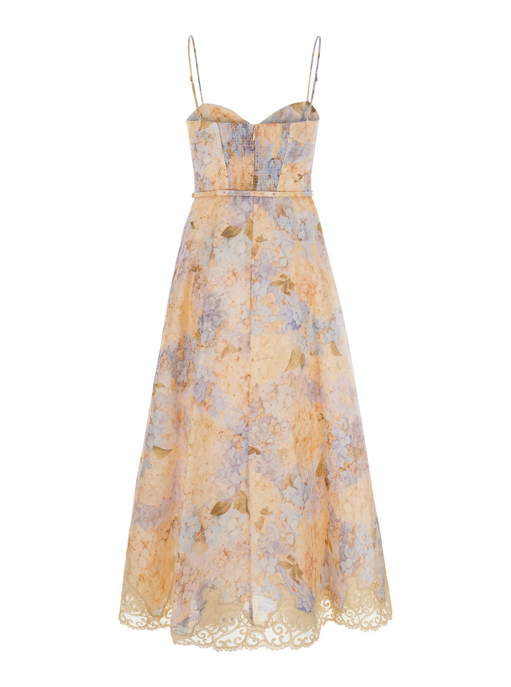 Zimmermann Women Valiant Tucked Midi Dress With Blue Linen And Silk Details For Women ZIMMERMANN