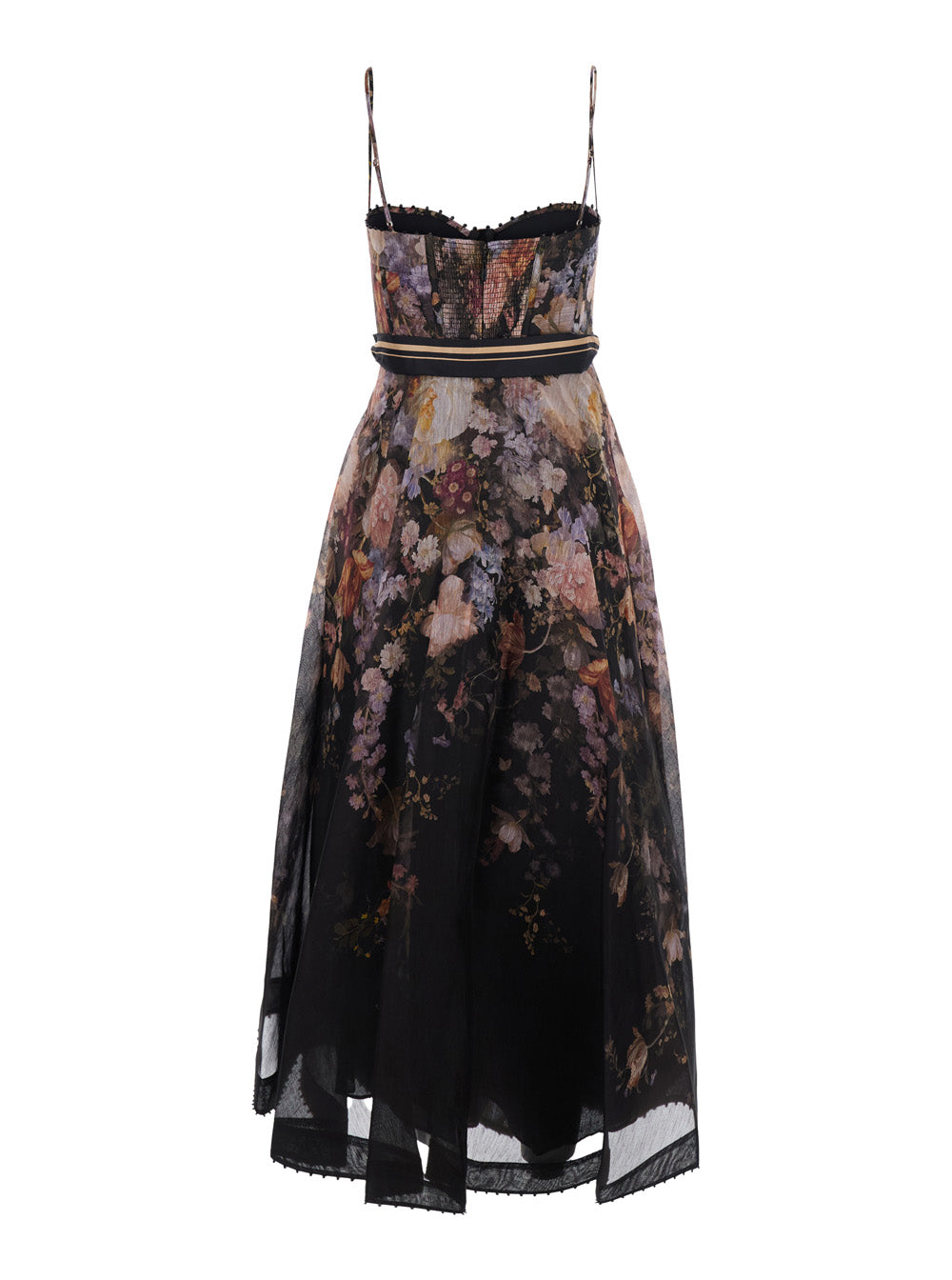 Zimmermann Women Valiant Corset Picnic Dress With Linen And Silk Details, Black, Women ZIMMERMANN