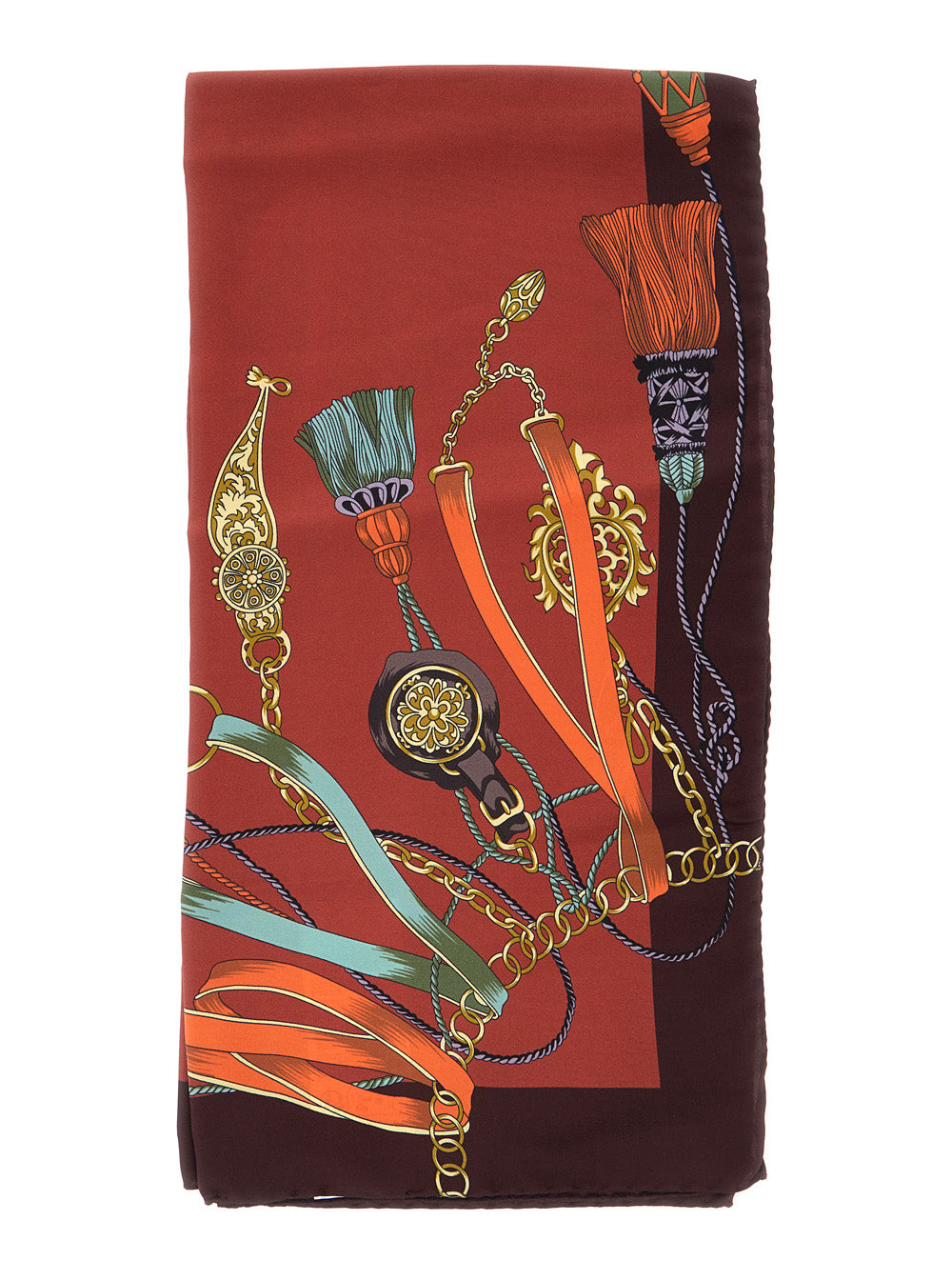 Etro Women Silk Paisley Scarf With Fringes In Orange Unisex ETRO