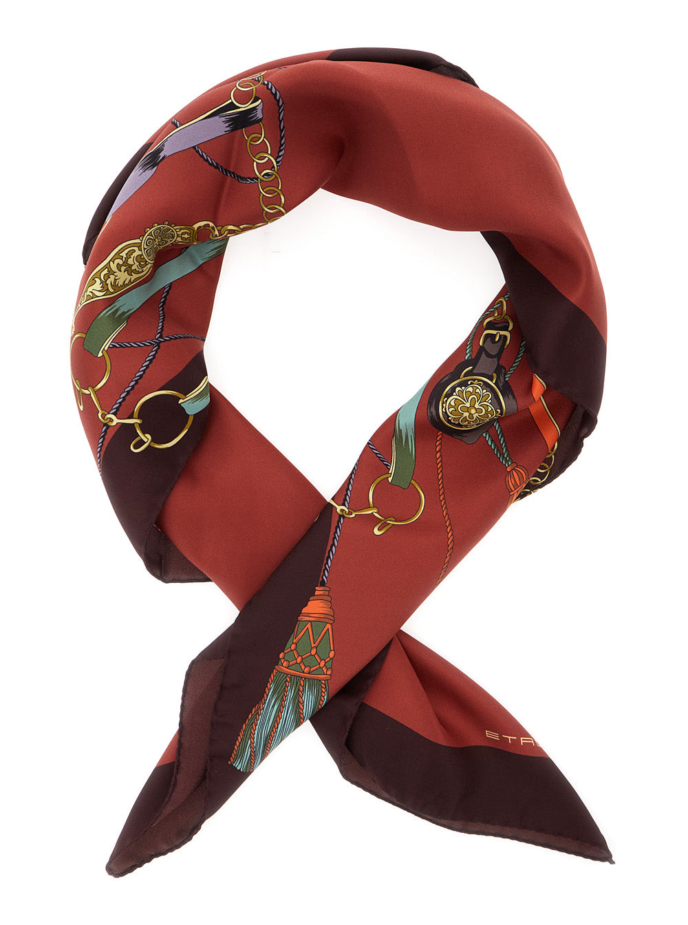 Etro Women Silk Paisley Scarf With Fringes In Orange Unisex ETRO