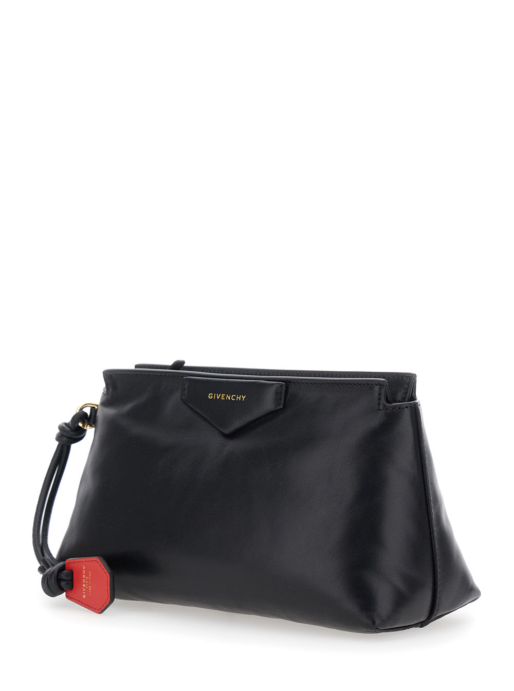 Givenchy Women Clutch Bag With Flap And Logo In Black Leather Woman GIVENCHY