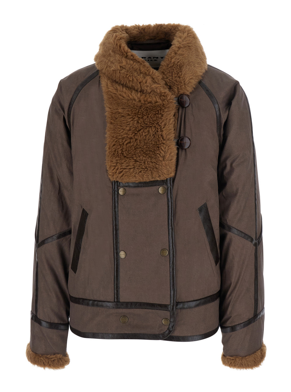 Isabel Marant Etoile Women Jacket Olinka-Gc With High Collar And Long Sleeves In Tech Fabric Brown Women ISABEL MARANT ETOILE