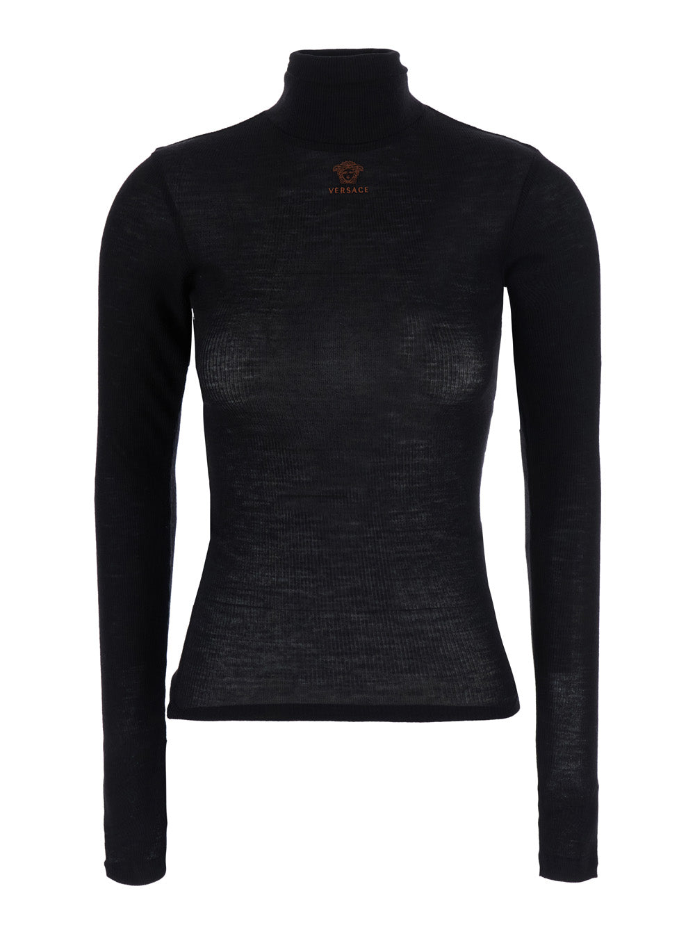 Versace Women Black T-Shirt With Logo And Medusa Embroidery VERSACE