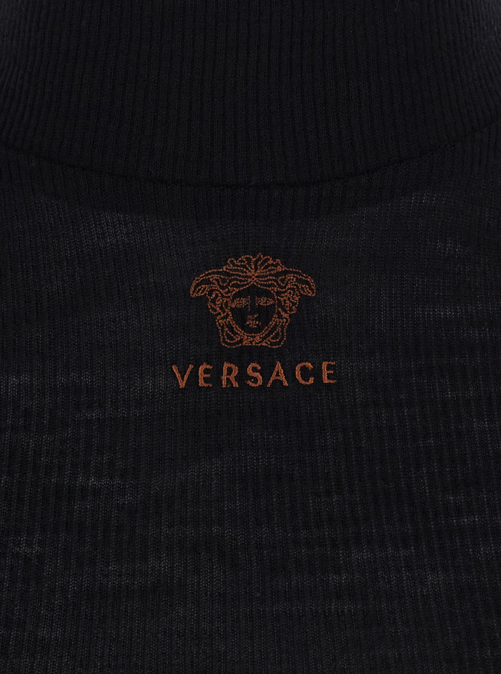 Versace Women Black T-Shirt With Logo And Medusa Embroidery VERSACE
