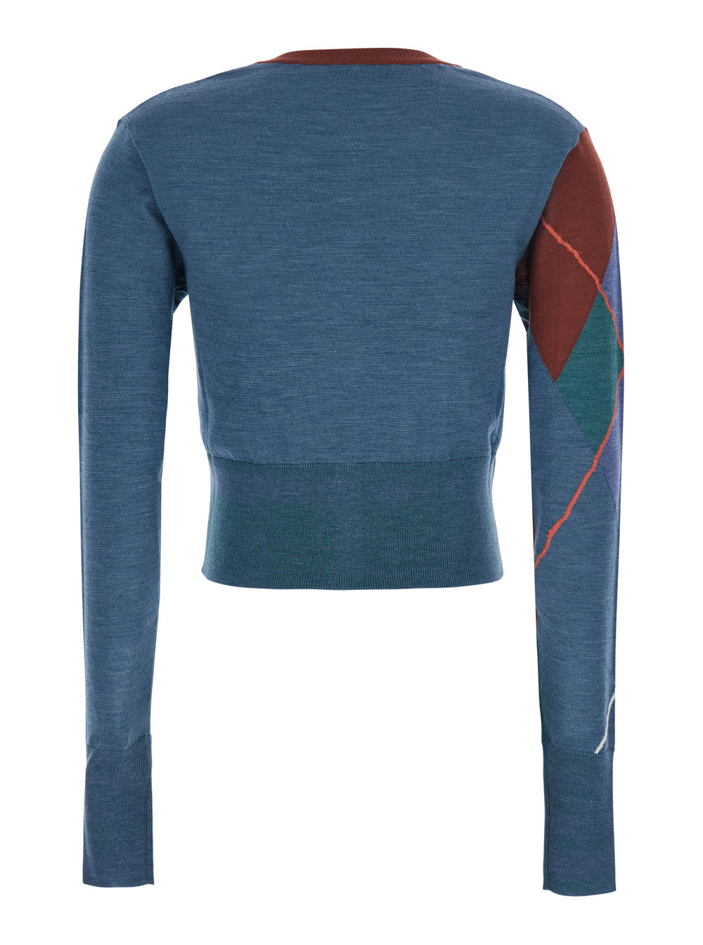 Vivienne Westwood Women Blue Crop Cardigan With Argyle Motif And Embroidered Logo On The Front In Wool Women VIVIENNE WESTWOOD