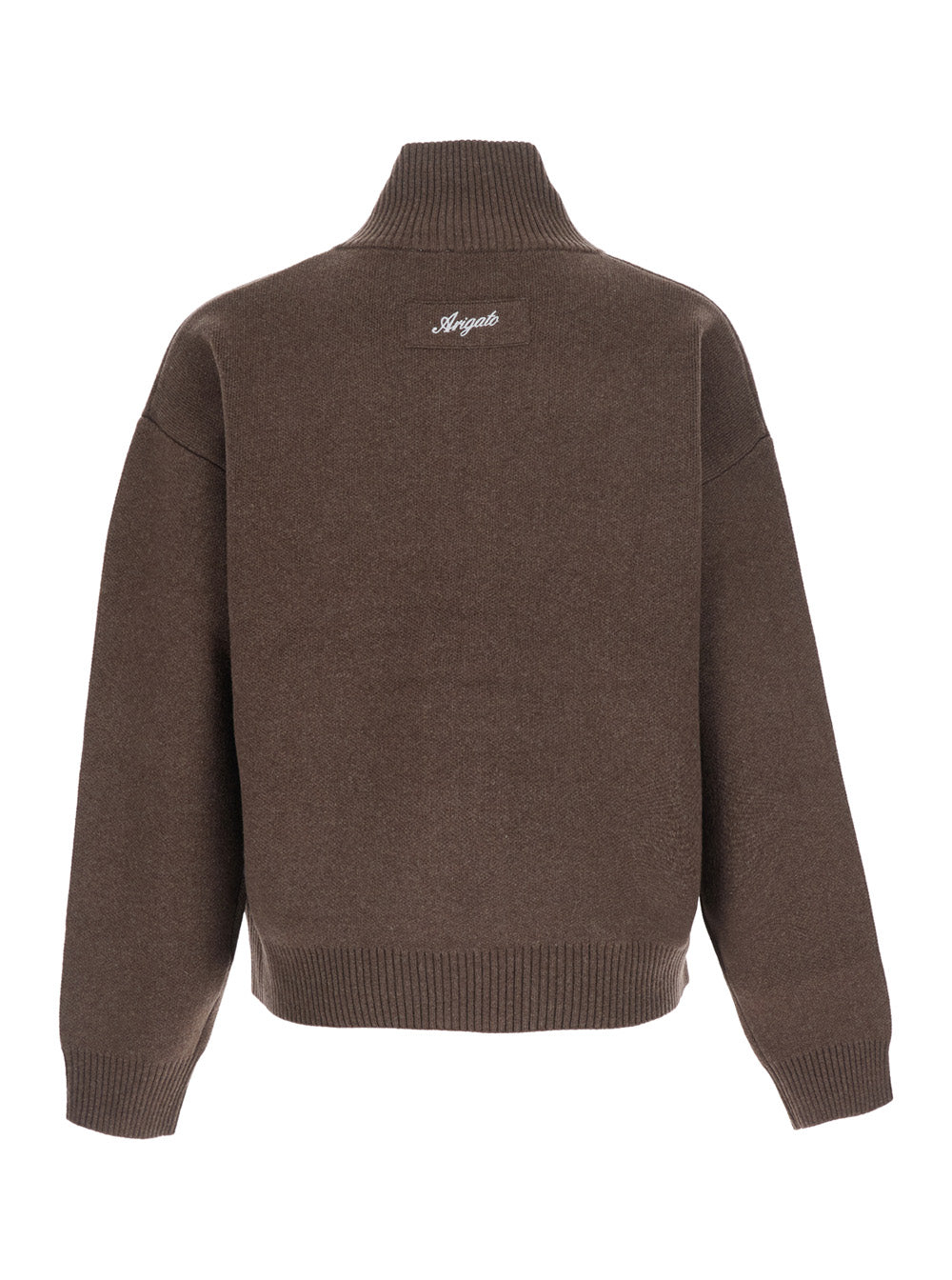 Axel Arigato Men Core Zip-Up Sweater With High Collar And Long Sleeves In Brown Men AXEL ARIGATO
