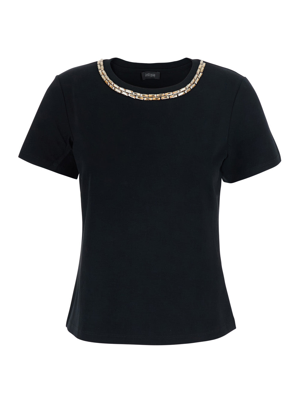 Leplain Women T-Shirt With Embroidered Details And Short Sleeves In Cotton And Spandex, Black Color For Men LEPLAIN