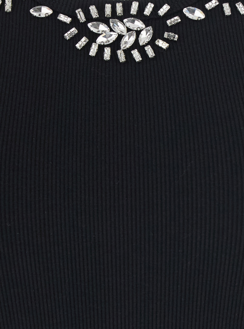 Leplain Women Ribbed Top Embroidery With Black Cotton And Spandex Embroidery For Women LEPLAIN