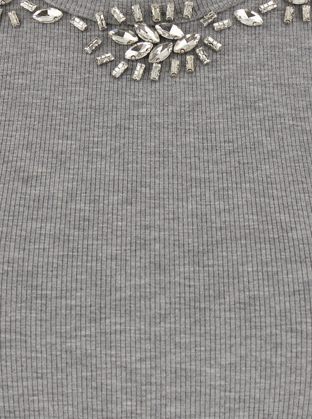 Leplain Women Ribbed Top Embroidery With Long Sleeves And Gray Cotton Embroidery For Women LEPLAIN