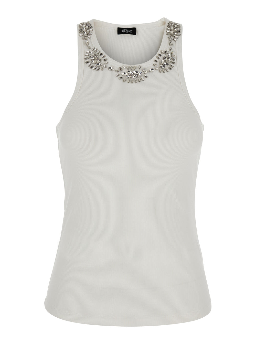 Leplain Women Ribbed Top Embroidery With Embroidered Details And Cotton And Spandex White Women LEPLAIN