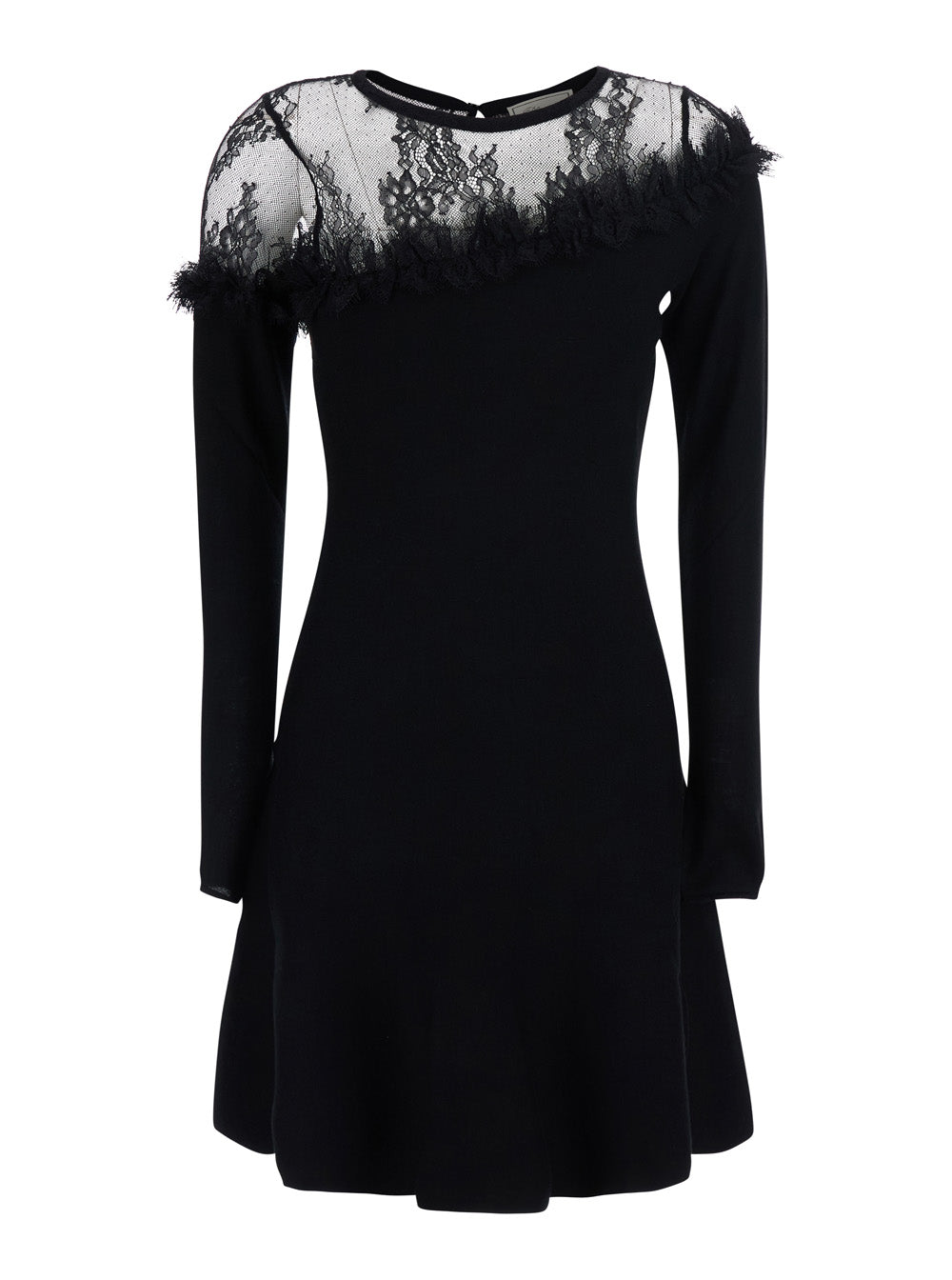Blumarine Women Dress With Long Sleeves And Round Neckline In Black Virgin Wool For Women BLUMARINE