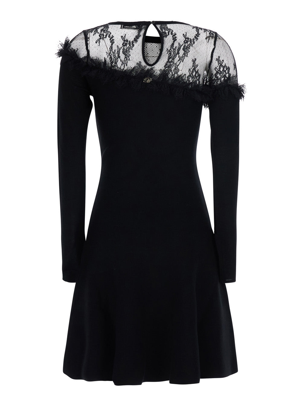 Blumarine Women Dress With Long Sleeves And Round Neckline In Black Virgin Wool For Women BLUMARINE