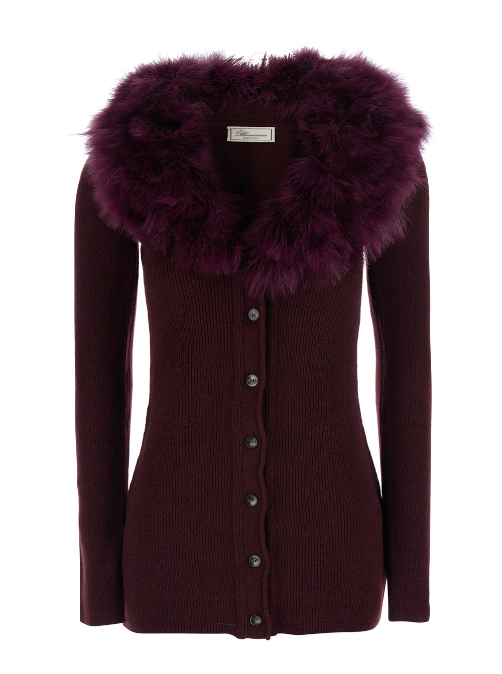 Blumarine Women Knitwear With Round Neck And Long Sleeves In Virgin Wool Bordeaux Woman BLUMARINE