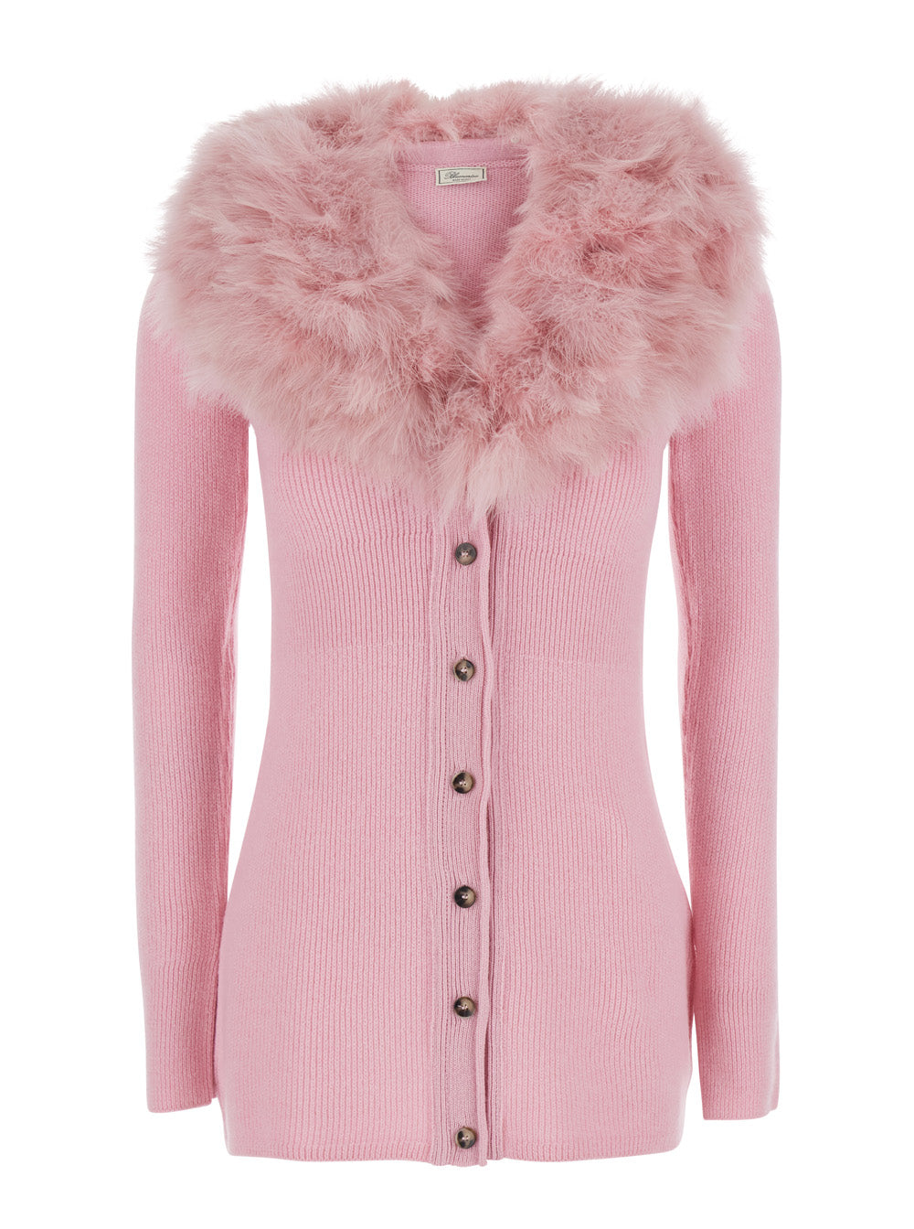Blumarine Women Sweater With Round Neck And Long Sleeves In Pink Virgin Wool For Women BLUMARINE