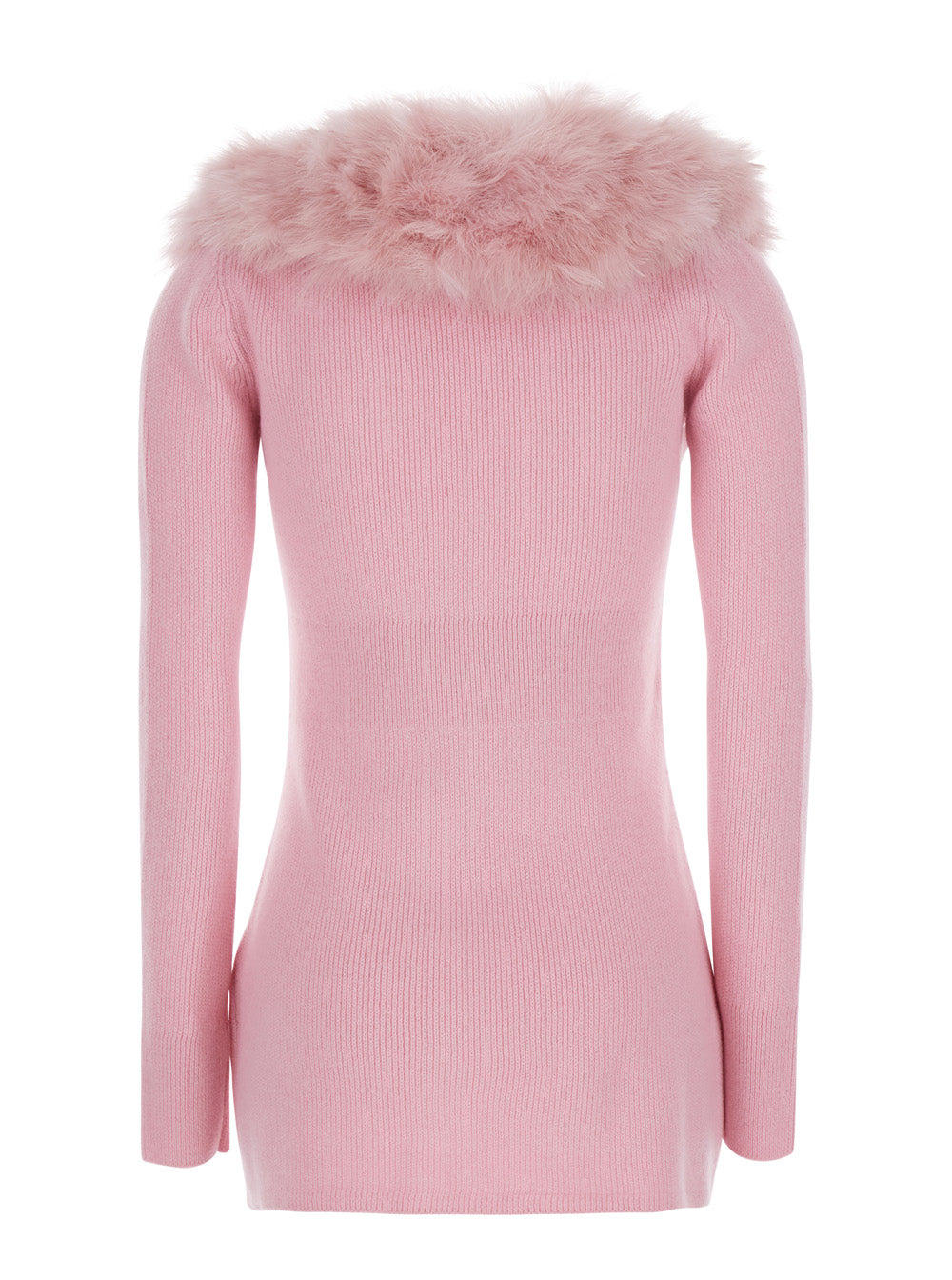 Blumarine Women Sweater With Round Neck And Long Sleeves In Pink Virgin Wool For Women BLUMARINE