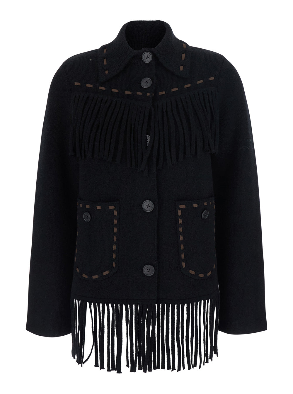 Guest In Residence Women Black Leather Fringe Western Jacket For Women GUEST IN RESIDENCE